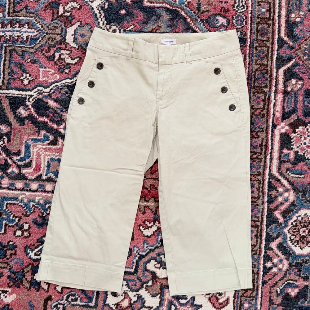 Dockers 6 Faux Double Button Khaki Cropped Pants Stretch‎ Cotton